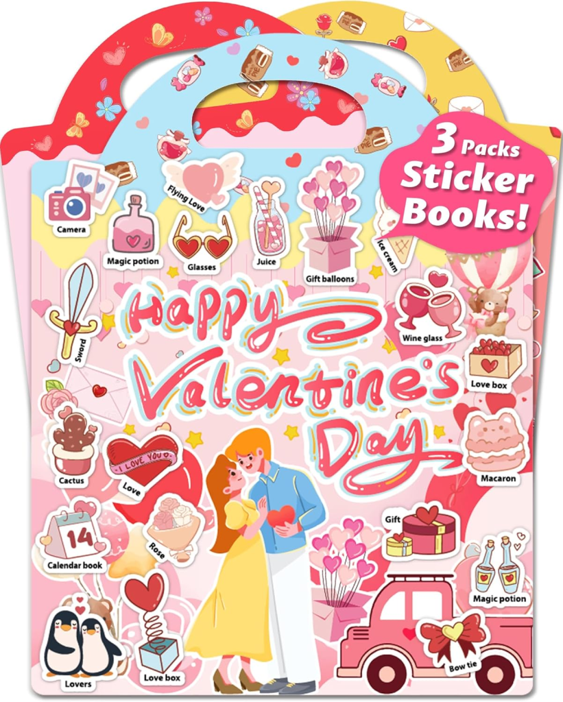 Valentine’s Day reusable stickers for toddlers used for screen free play