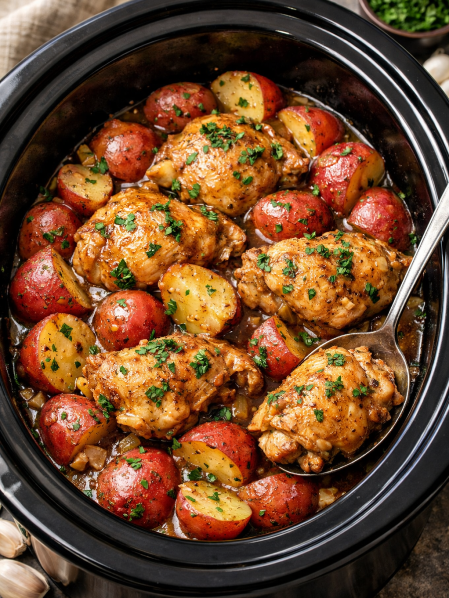 Slow Cooker Chicken Thighs and Red&nbsp;Potatoes